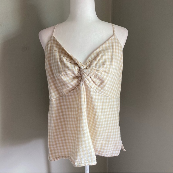 Old Navy Tops - Old Navy Gingham Cream & White Tank Top Size XL